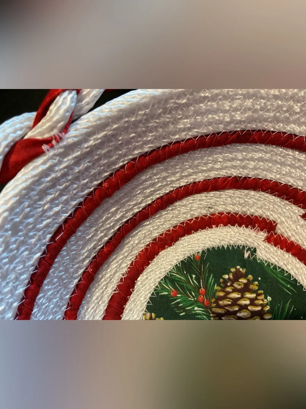 Handmade Festive Red & White Rope Bowl - Holiday Centerpiece